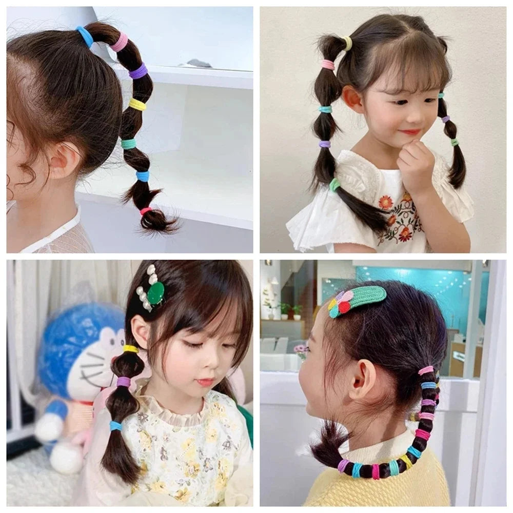 100PCS Nylon Elastic Hair Ties