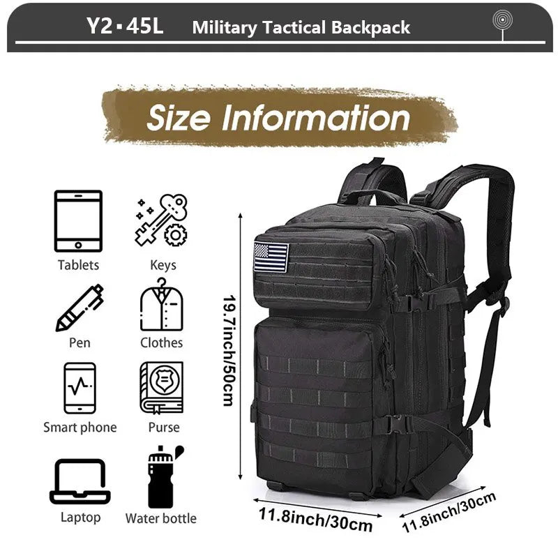 Tactical Waterproof Backpack 38/45L