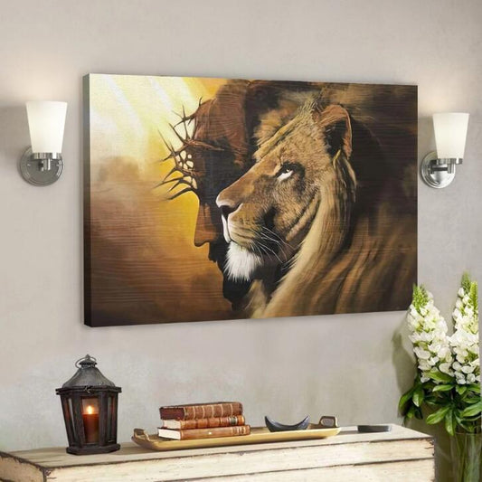 Jesus And The Lion Decorated Painting Canvas