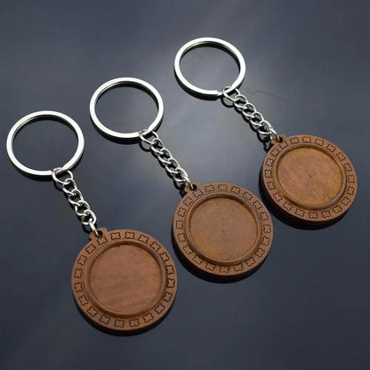 Religious Wooden Saint Glass Keyring Medal