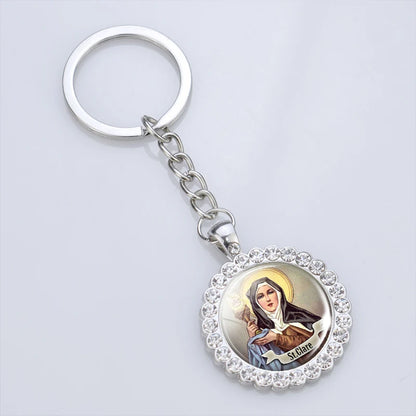 Religious Saint Keyring Medal