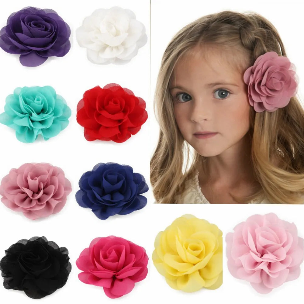 Chiffon Poppy Flower Hair Clips