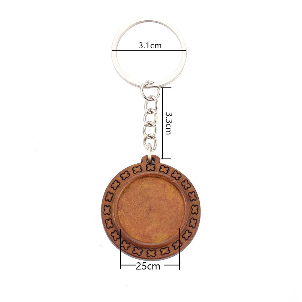 Religious Wooden Saint Glass Keyring Medal