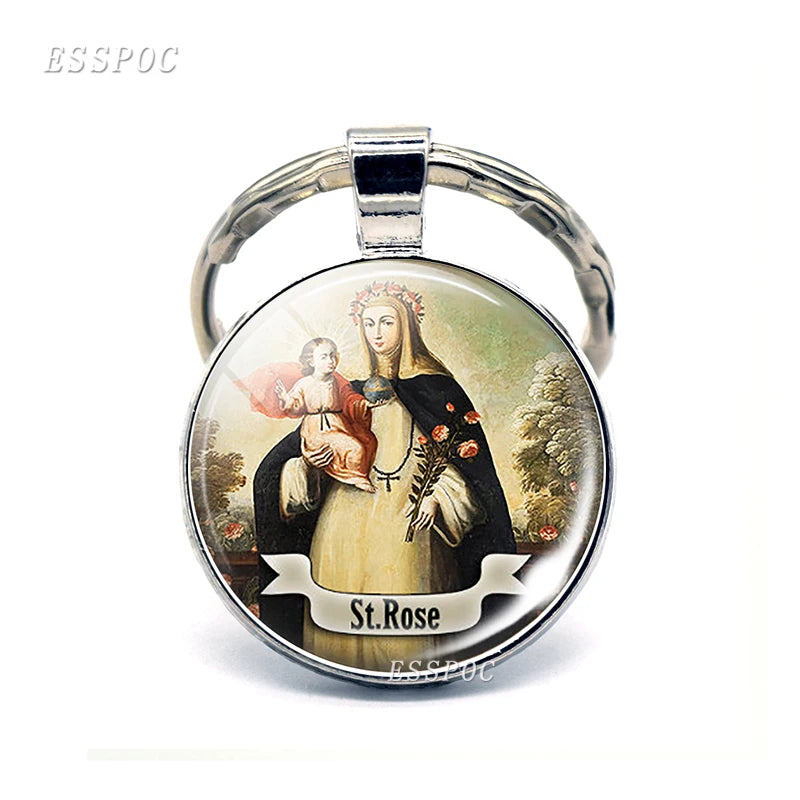 Religious Saint Keyring Medal