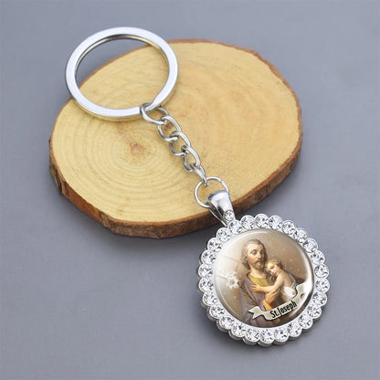 Religious Saint Keyring Medal