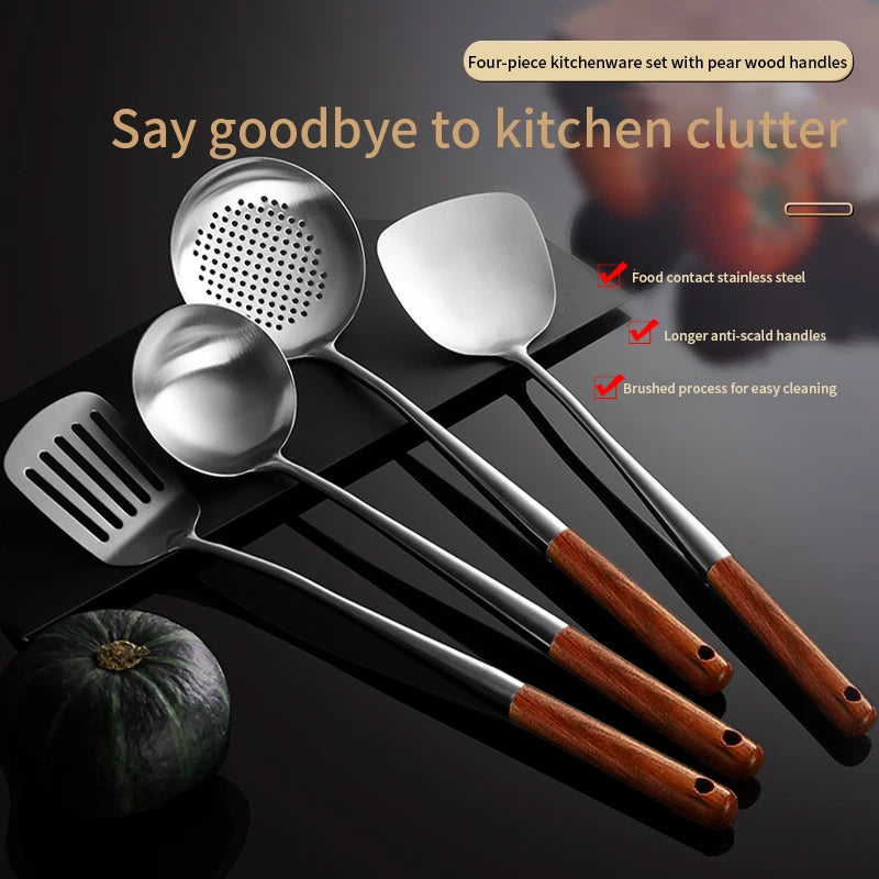 Long Handle Stainless Steel Wok Spatula