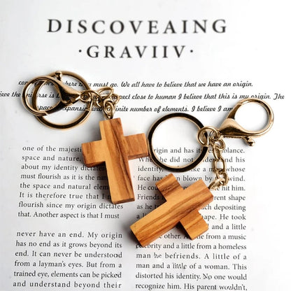 Wood Cross Pendants Keychains