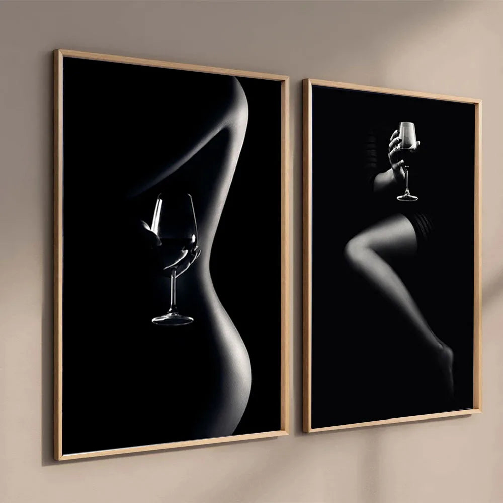 Black White Sexy Woman Art Canvas Paintings