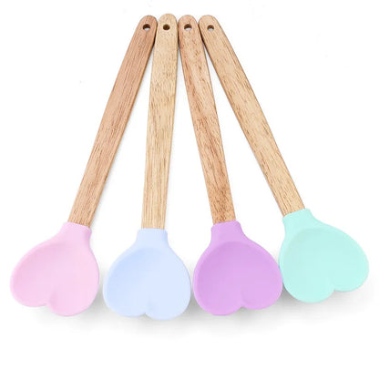 Heart-Shaped Silicone Stirring Spoons