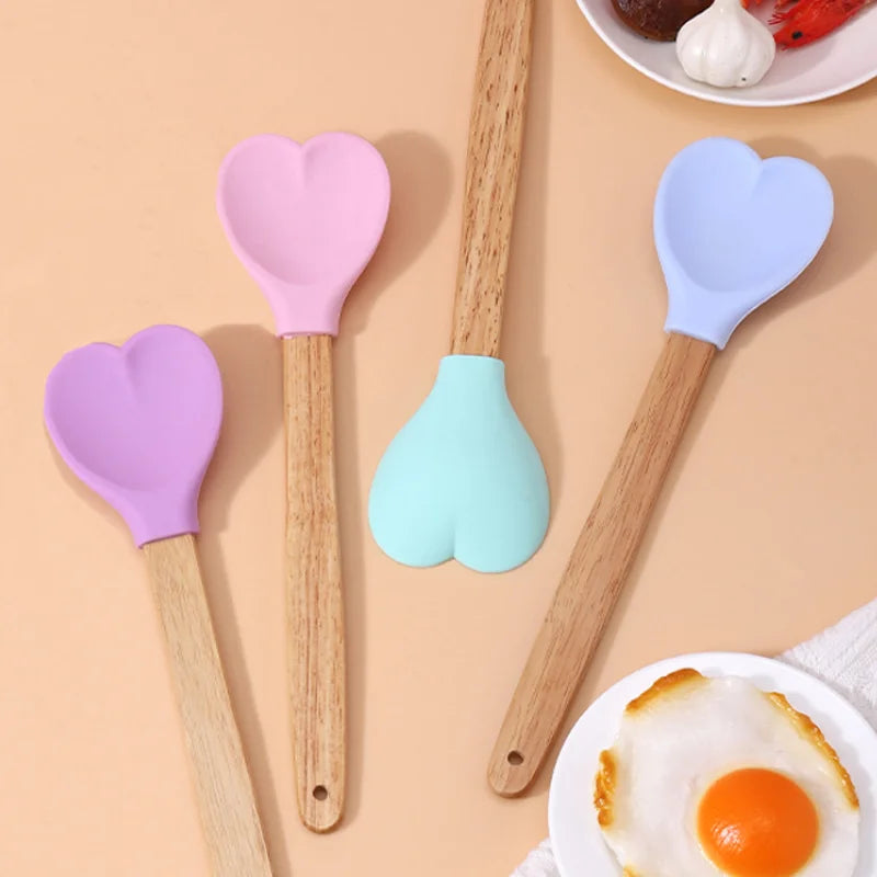 Heart-Shaped Silicone Stirring Spoons