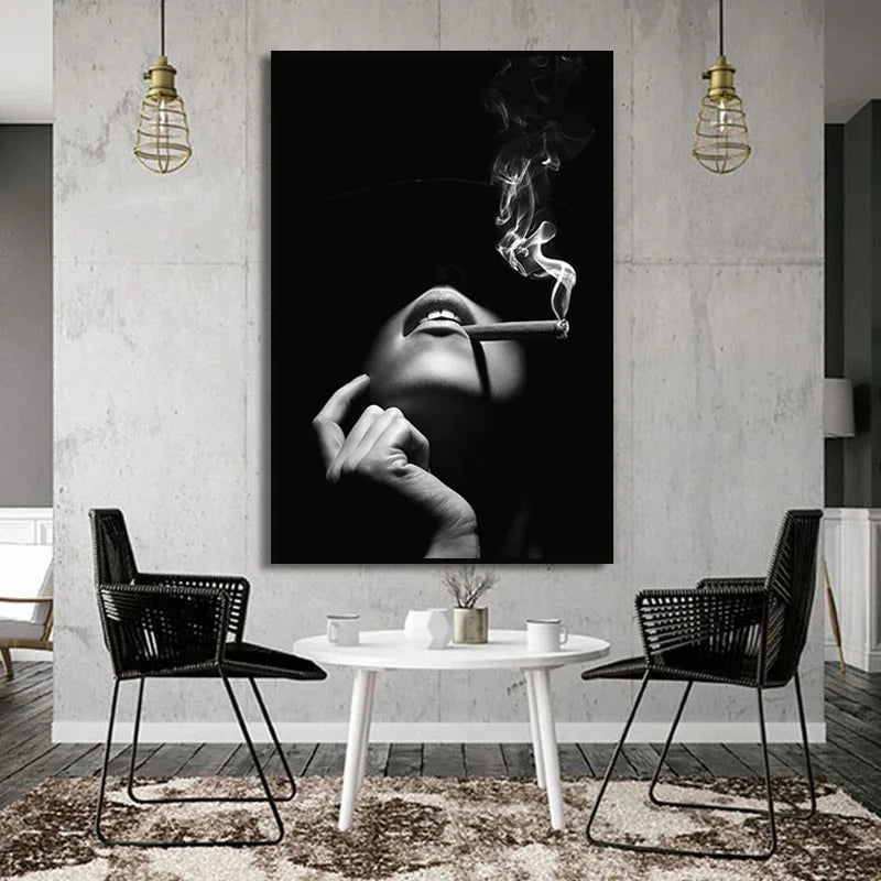 Black White Sexy Woman Art Canvas Paintings