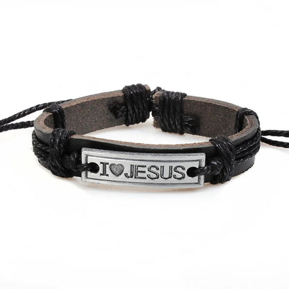 Vintage Leather Faith  Bracelet