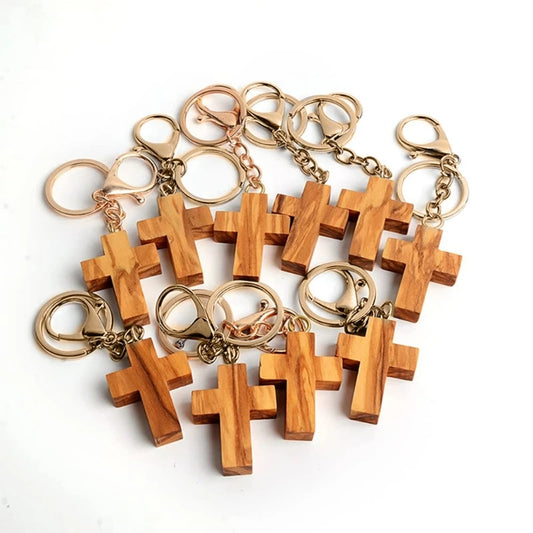 Wood Cross Pendants Keychains