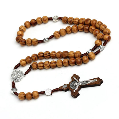 Wooden Cross Beads Rosary