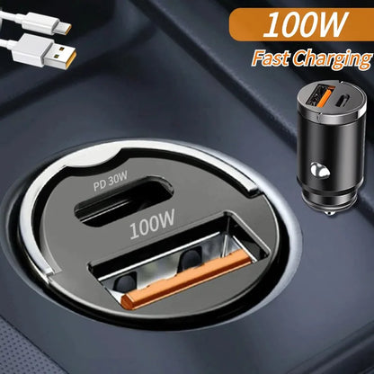 Mini Car Charger with Charging Cable