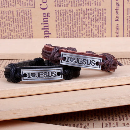 Vintage Leather Faith  Bracelet