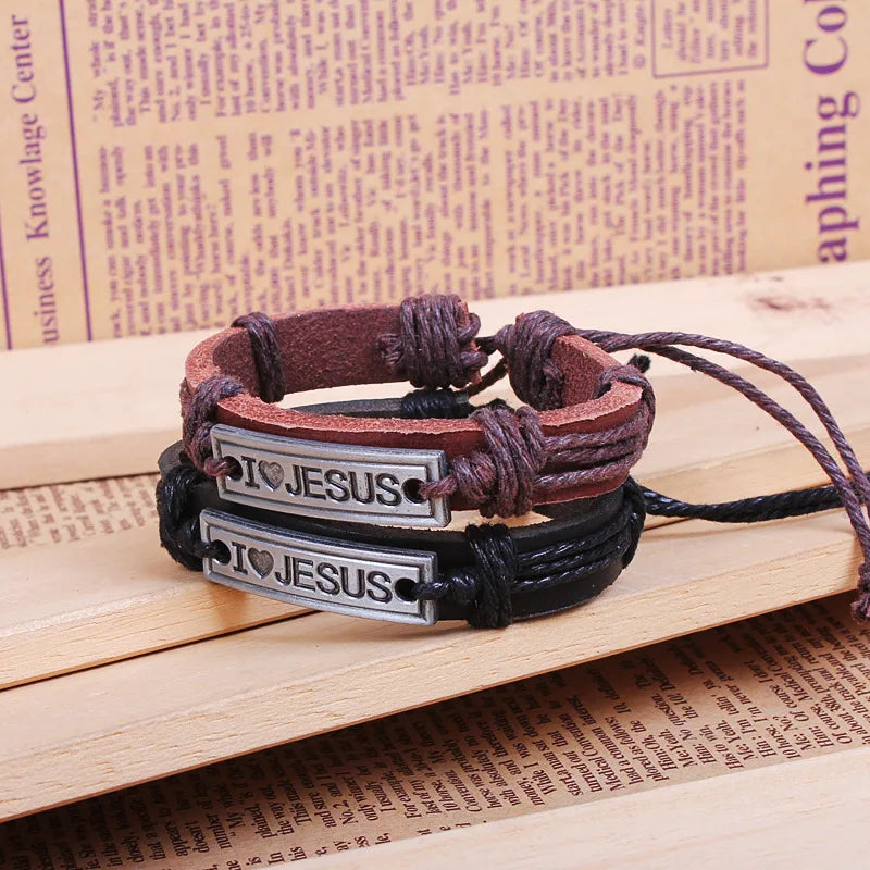 Vintage Leather Faith  Bracelet