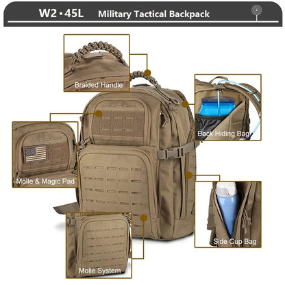 Tactical Waterproof Backpack 38/45L