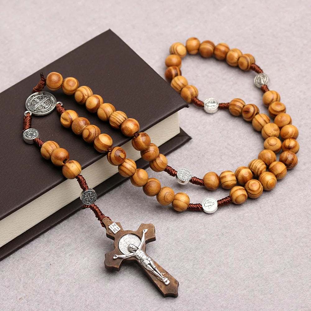 Wooden Cross Beads Rosary