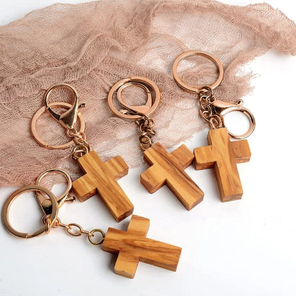 Wood Cross Pendants Keychains