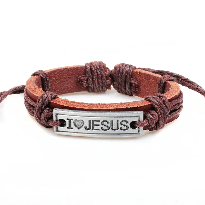 Vintage Leather Faith  Bracelet