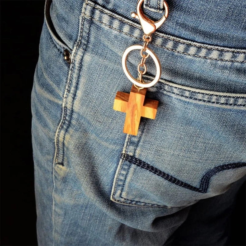 Wood Cross Pendants Keychains