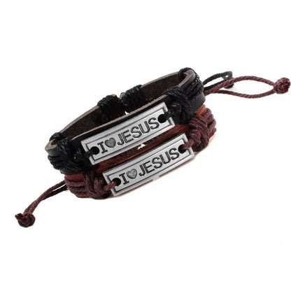 Vintage Leather Faith  Bracelet